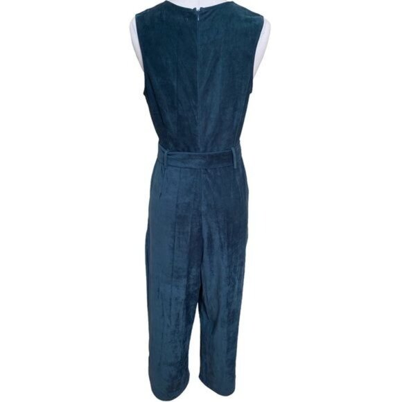 Anthropologie Bishop and Young Jumpsuit  Suede Tie Waist in Blue Size Medium - Picture 9 of 12